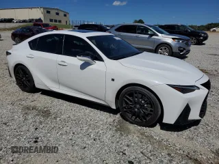 2023 Lexus IS 500 F Sport Performance with VIN JTHAP1D28P5003984, listed as a Copart auction lot 58120915 with 34,337 mi miles and Salvage title. Bid and sale history available at DreamBid. Image 4.