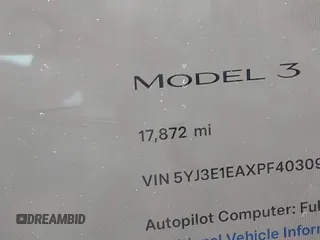 2023 Tesla Model 3 z VIN 5YJ3E1EAXPF403095, wystawiony jako IAAI lot #42151764 z przebiegiem 17 872 mil mil oraz . Historia ofert i sprzedaży dostępna na DreamBid. Obrazek 15.