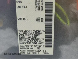 2018 Nissan LEAF S with VIN 1N4AZ1CP2JC301612, listed as a Copart auction lot 52483345 with 99,276 mi miles and Non Repairable. Bid and sale history available at DreamBid. Image 13.