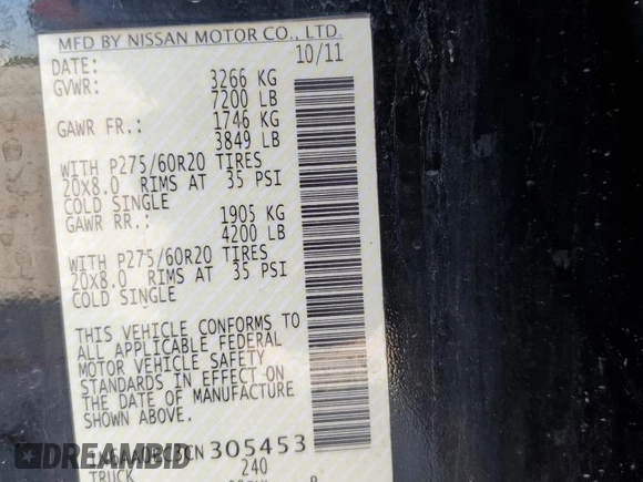 2012 Nissan Titan SV with VIN 1N6AA0EC3CN305453, listed as a Copart auction lot 55477425 with 79,501 mi miles and Salvage Title. Bid and sale history available at carsss.com. Image 12.