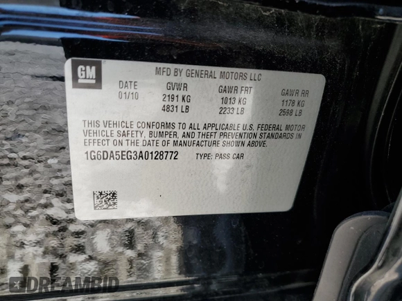2010 Cadillac CTS with VIN 1G6DA5EG3A0128772, listed as a Copart auction lot 47288265 with 50,808 mi miles and Salvage Title. Bid and sale history available at DreamBid. Image 13.