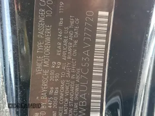 2010 BMW 1 Series 128i with VIN WBAUL7C53AVJ77720, listed as a Copart auction lot 45293735 with 102,004 mi miles and Salvage title. Bid and sale history available at DreamBid. Image 13.