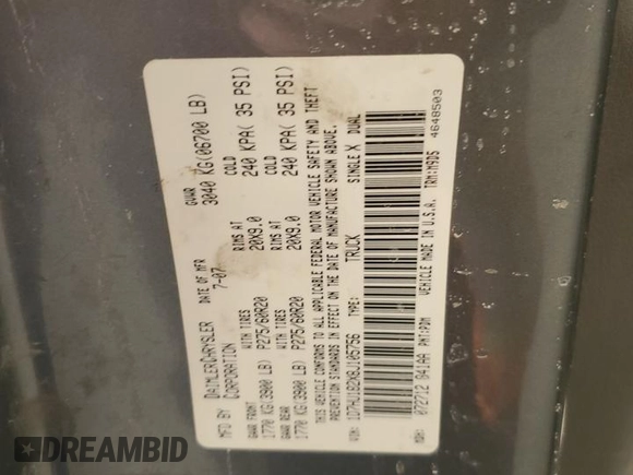 2008 Dodge 1500 ST with VIN 1D7HU182X8J105756, listed as a Copart auction lot 89057265 with 205,361 mi miles and Clean Title. Bid and sale history available at DreamBid. Image 12.