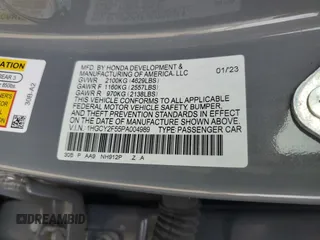 2023 Honda Accord Sport with VIN 1HGCY2F55PA004989, listed as a Copart auction lot 46357515 with 35,093 mi miles and Salvage title. Bid and sale history available at DreamBid. Image 14.