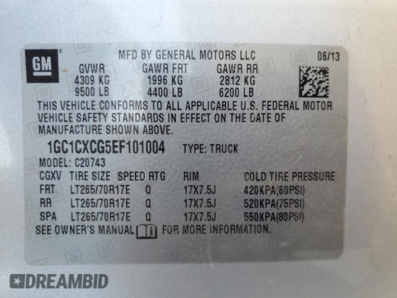 2014 Chevrolet Silverado 2500HD LT with VIN 1GC1CXCG5EF101004, listed as a Copart auction lot 85304134 with 136,107 mi miles and Salvage Title. Bid and sale history available at carsss.com. Image 13.