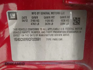 2012 Buick LaCrosse Leather with VIN 1G4GC5ER8CF323591, listed as a IAAI auction lot 42411348 with 79,144 mi miles and . Bid and sale history available at DreamBid. Image 9.