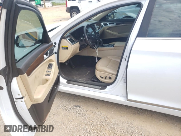 2015 Hyundai Genesis 3.8L with VIN KMHGN4JE4FU074665, listed as a Copart auction lot 57383014 with 120,469 mi miles and Salvage Title. Bid and sale history available at carsss.com. Image 7.