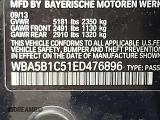 2014 BMW 5 Series 535i with VIN WBA5B1C51ED476896, listed as a IAAI auction lot 41442341 with 177,104 mi miles and . Bid and sale history available at DreamBid. Image 9.