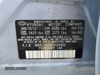 2012 Hyundai Sonata Hybrid with VIN KMHEC4A44CA024902, listed as a Copart auction lot 51710515 with 206,453 mi miles and Salvage Title. Bid and sale history available at DreamBid. Image 15.
