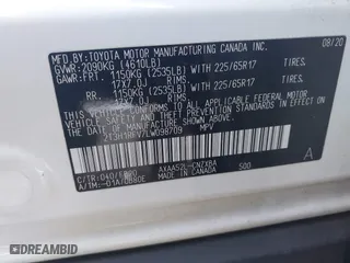 2020 Toyota RAV4 LE with VIN 2T3H1RFV7LW098709, listed as a IAAI auction lot 41840117 with 68,689 mi miles. Bid and sale history available at carsss.com. Image 9.