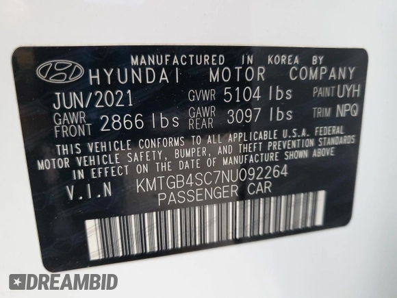 2022 Genesis G80 2.5T with VIN KMTGB4SC7NU092264, listed as a Copart auction lot 64142425 with 72,389 mi miles and Salvage title. Bid and sale history available at DreamBid. Image 12.