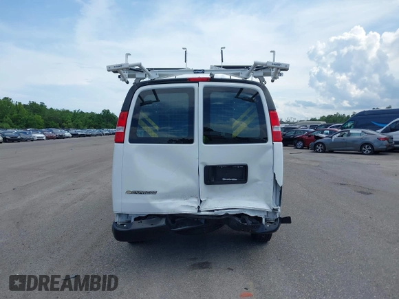 2023 Chevrolet Express Cargo with VIN 1GCWGAFP5P1217550, listed as a IAAI auction lot 42383684 with 9,673 mi miles and . Bid and sale history available at DreamBid. Image 16.