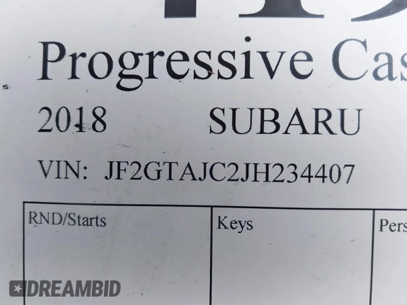 2018 Subaru Crosstrek Limited with VIN JF2GTAJC2JH234407, listed as a IAAI auction lot 41976580 with Not provided miles and . Bid and sale history available at DreamBid. Image 9.