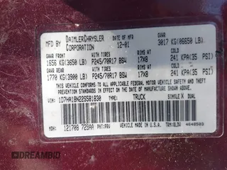 2002 Dodge 1500 with VIN 1D7HA18N22S581830, listed as a IAAI auction lot 41802306 with 266,683 mi miles and . Bid and sale history available at DreamBid. Image 9.