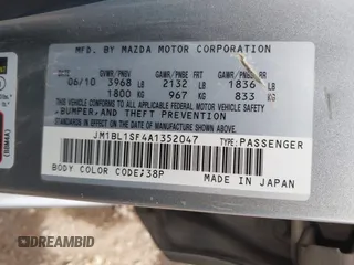2010 Mazda 3 i Touring with VIN JM1BL1SF4A1352047, listed as a IAAI auction lot 42235600 with 122,087 mi miles and . Bid and sale history available at DreamBid. Image 9.