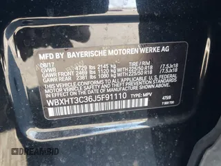 2018 BMW X1 xDrive28i with VIN WBXHT3C36J5F91110, listed as a IAAI auction lot 41757293 with 80,327 mi miles. Bid and sale history available at carsss.com. Image 9.