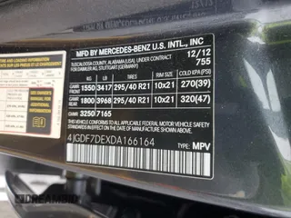 2013 Mercedes-Benz GL-Class GL 550 with VIN 4JGDF7DEXDA166164, listed as a Copart auction lot 43626875 with 69,502 mi miles and Salvage Title. Bid and sale history available at carsss.com. Image 13.