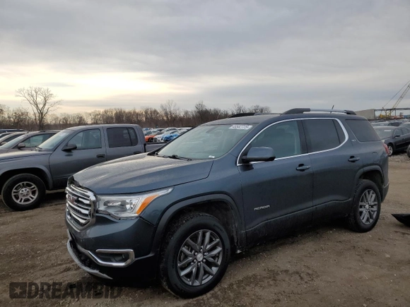 2019 GMC Acadia SLT with VIN 1GKKNMLS9KZ196201, listed as a Copart auction lot 46582725 with 53,250 mi miles and Salvage Title. Bid and sale history available at carsss.com. Image 1.