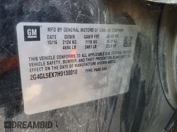 2017 Buick Regal Sport Touring with VIN 2G4GL5EX7H9130010, listed as a Copart auction lot 58614705 with 64,900 mi miles and Clean title. Bid and sale history available at DreamBid. Image 13.