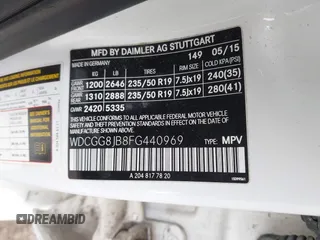 2015 Mercedes-Benz GLK with VIN WDCGG8JB8FG440969, listed as a IAAI auction lot 42042793 with 98,653 mi miles. Bid and sale history available at carsss.com. Image 9.