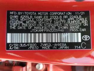 2022 Toyota Prius LE with VIN JTDKAMFPXN3205946, listed as a Copart auction lot 61076595 with 63,492 mi miles and Salvage title. Bid and sale history available at DreamBid. Image 12.
