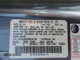 2015 Nissan 370Z with VIN JN1AZ4EH2FM444159, listed as a Copart auction lot 71005944 with 54,063 mi miles and Salvage Title. Bid and sale history available at carsss.com. Image 13.