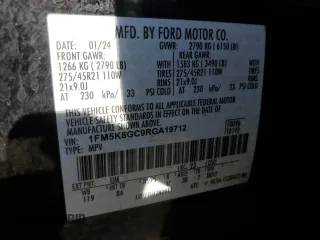 2024 Ford Explorer ST with VIN 1FM5K8GC9RGA19712, listed as a Copart auction lot 86124774 with 50,544 mi miles and Salvage Title. Bid and sale history available at carsss.com. Image 15.