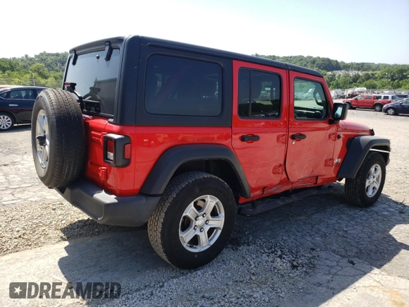 2019 Jeep Wrangler Unlimited Sport S with VIN 1C4HJXDN2KW634635, listed as a Copart auction lot 62107005 with 88,237 mi miles and Salvage title. Bid and sale history available at DreamBid. Image 3.