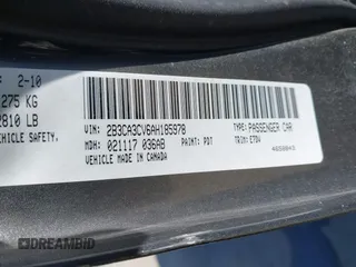 2010 Dodge Charger SXT with VIN 2B3CA3CV6AH185978, listed as a IAAI auction lot 41661822 with 166,601 mi miles. Bid and sale history available at carsss.com. Image 9.