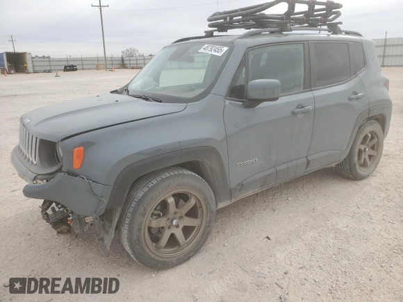 2018 Jeep Renegade Latitude with VIN ZACCJABH4JPH33439, listed as a Copart auction lot 48792455 with 37,992 mi miles and Salvage title. Bid and sale history available at DreamBid. Image 1.