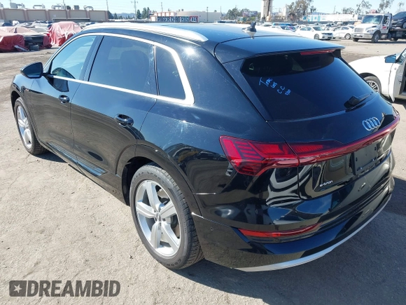 2019 Audi e-tron Premium Plus with VIN WA1LAAGE9KB021724, listed as a IAAI auction lot 41643596 with 34,804 mi miles. Bid and sale history available at carsss.com. Image 3.