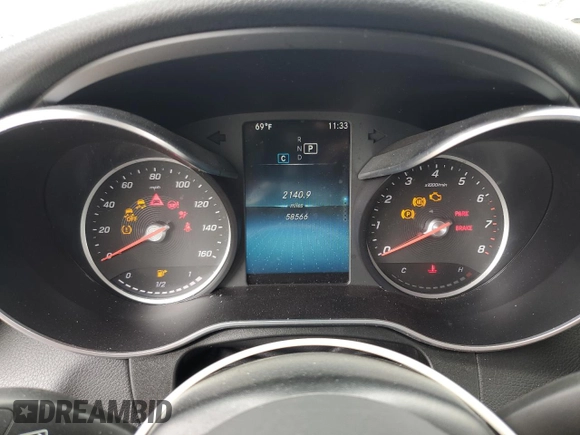 2020 Mercedes-Benz GLC 300 with VIN WDC0G8DB8LF698908, listed as a Copart auction lot 59491365 with 58,566 mi miles and Salvage title. Bid and sale history available at DreamBid. Image 9.