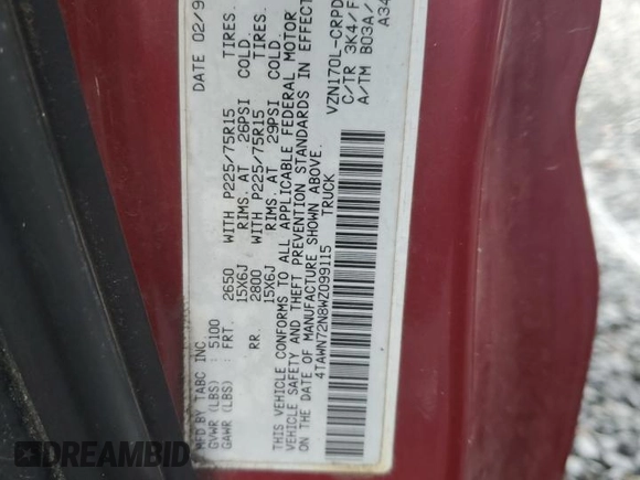 1998 Toyota Tacoma with VIN 4TAWN72N8WZ099115, listed as a Copart auction lot 86341594 with 264,052 mi miles and Salvage Title. Bid and sale history available at DreamBid. Image 12.