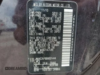 2011 Nissan Quest SL z VIN JN8AE2KP8B9001444, wystawiony jako Copart lot #55013185 z przebiegiem 216 290 mil mil oraz Szkoda całkowita • Salvage title. Historia ofert i sprzedaży dostępna na DreamBid. Obrazek 14.