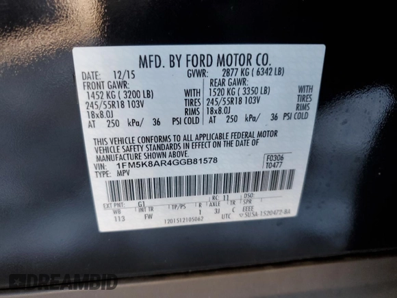 2016 Ford Utility Police Interceptor with VIN 1FM5K8AR4GGB81578, listed as a Copart auction lot 85652624 with 143,704 mi miles and Salvage Title. Bid and sale history available at carsss.com. Image 15.