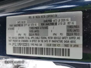2021 Mazda 6 Sport with VIN JM1GL1UM5M1600618, listed as a IAAI auction lot 41395706 with 14,576 mi miles. Bid and sale history available at carsss.com. Image 9.