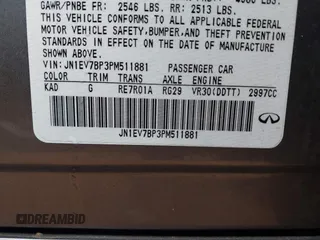 2023 Infiniti Q50 Luxe with VIN JN1EV7BP3PM511881, listed as a IAAI auction lot 41217294 with 18,620 mi miles and . Bid and sale history available at DreamBid. Image 9.