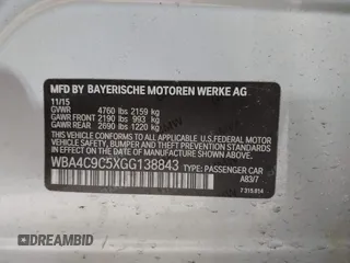 2016 BMW 4 Series 428i xDrive with VIN WBA4C9C5XGG138843, listed as a IAAI auction lot 41747358 with 63,804 mi miles and . Bid and sale history available at DreamBid. Image 9.