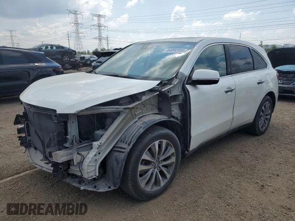 2015 Acura MDX Technology with VIN 5FRYD4H4XFB004541, listed as a Copart auction lot 64092895 with 106,304 mi miles and Salvage title. Bid and sale history available at DreamBid. Image 1.