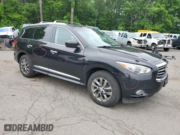 2015 Infiniti QX60 with VIN 5N1AL0MM6FC559628, listed as a Copart auction lot 60128485 with 157,196 mi miles and Salvage title. Bid and sale history available at DreamBid. Image 4.