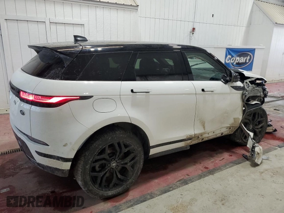 2022 Land Rover Range Rover Evoque R-Dynamic S with VIN SALZT2FX9NH172124, listed as a Copart auction lot 46345935 with 33,447 mi miles and Salvage Title. Bid and sale history available at carsss.com. Image 3.