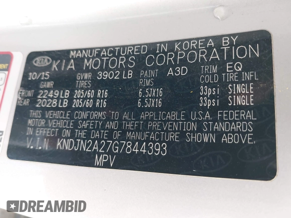 2016 Kia Soul with VIN KNDJN2A27G7844393, listed as a IAAI auction lot 41977051 with 91,380 mi miles. Bid and sale history available at carsss.com. Image 9.