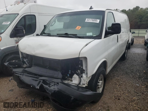 2020 Chevrolet Express Cargo Van with VIN 1GCWGAFG3L1147914, listed as a Copart auction lot 53175095 with 187,747 mi miles and Salvage Title. Bid and sale history available at carsss.com. Image 1.