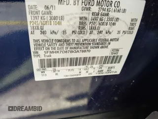 2011 Ford Explorer XLT с VIN 1FMHK7D87BGA78870, выставлен на аукционе IAAI как лот 42547415 с пробегом 180 762 миль миль и . История ставок и продаж доступна на DreamBid. Изображение 9.