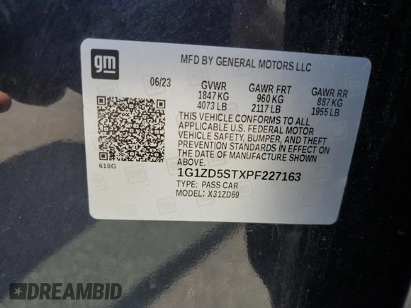 2023 Chevrolet Malibu LT with VIN 1G1ZD5STXPF227163, listed as a Copart auction lot 55113375 with 67,896 mi miles and Clean Title. Bid and sale history available at DreamBid. Image 13.
