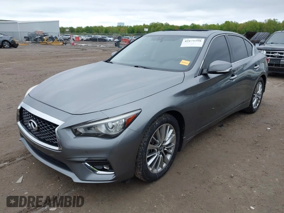 2019 Infiniti Q50 Luxe with VIN JN1EV7AR6KM550265, listed as a IAAI auction lot 42171598 with 56,612 mi miles and . Bid and sale history available at DreamBid. Image 17.