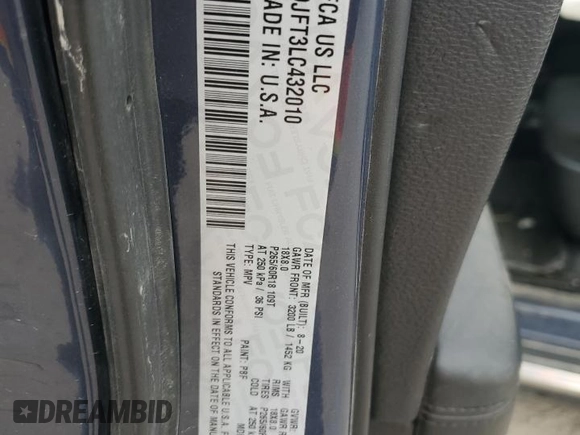 2020 Dodge Durango Pursuit with VIN 1C4SDJFT3LC432010, listed as a Copart auction lot 61165675 with 100,629 mi miles and Salvage title. Bid and sale history available at DreamBid. Image 13.