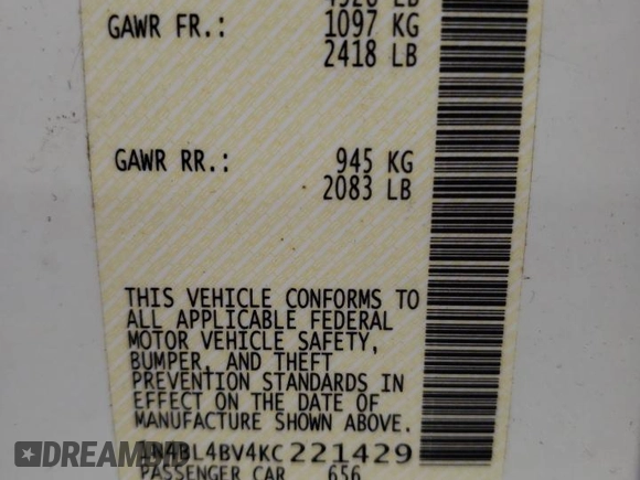 2019 Nissan Altima S z VIN 1N4BL4BV4KC221429, wystawiony jako Copart lot #67960334 z przebiegiem 101 617 mil mil oraz Szkoda całkowita • Salvage title. Historia ofert i sprzedaży dostępna na DreamBid. Obrazek 14.