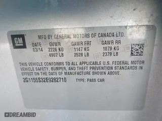 2014 Chevrolet Impala LTZ with VIN 2G1155S32E9282710, listed as a IAAI auction lot 41250424 with 154,486 mi miles. Bid and sale history available at carsss.com. Image 9.