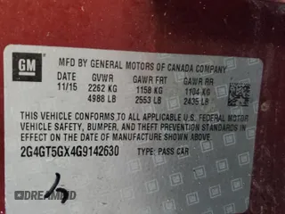 2016 Buick Regal Premium II with VIN 2G4GT5GX4G9142630, listed as a Copart auction lot 45099245 with 0 mi miles and Salvage Title. Bid and sale history available at carsss.com. Image 14.